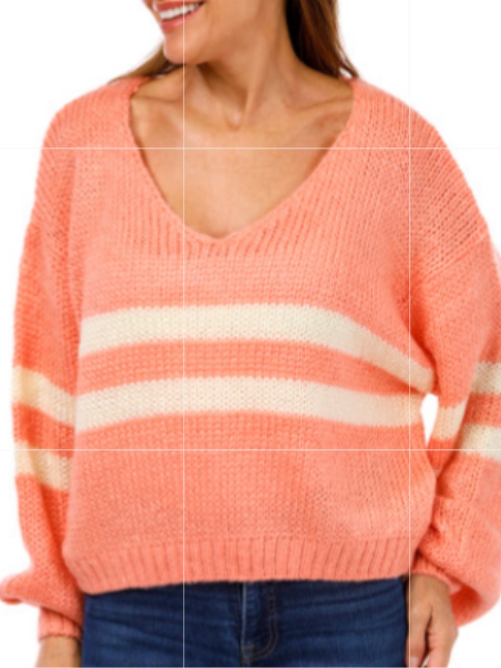NWT By Together Pink Stripe V-Neck Sweater Size S